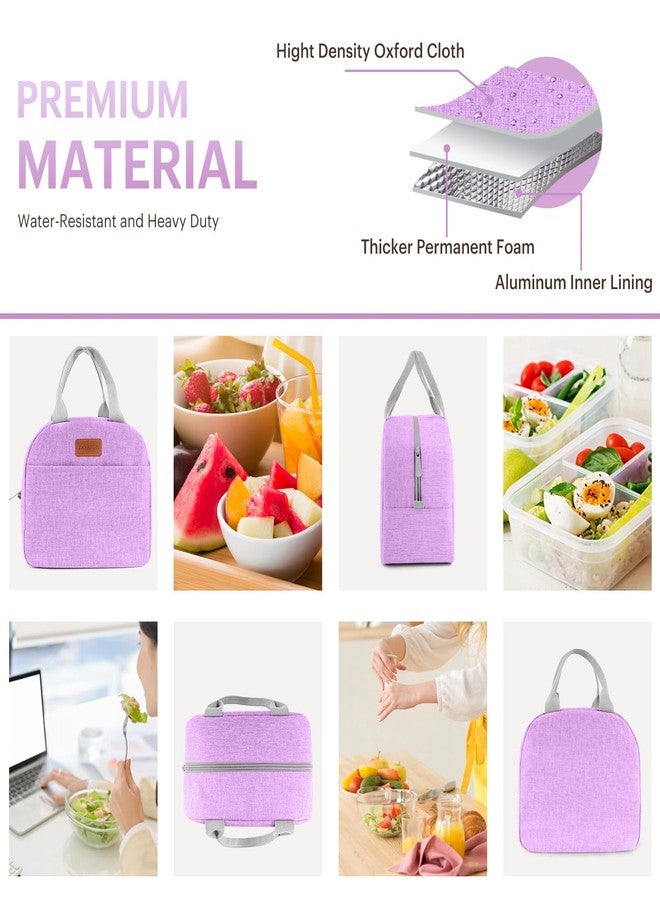 Easyfun Lunch Bag for Women & Men Adult Insulated Lunch Box, Small Leakproof Cooler Food Lunch Containers Reusable High Capacity Lunch Tote Bags for Work, Travel, Outdoor (Purple) - Image 5