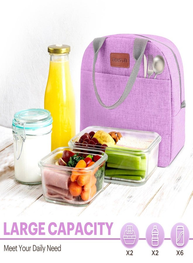 Easyfun Lunch Bag for Women & Men Adult Insulated Lunch Box, Small Leakproof Cooler Food Lunch Containers Reusable High Capacity Lunch Tote Bags for Work, Travel, Outdoor (Purple) - Image 3