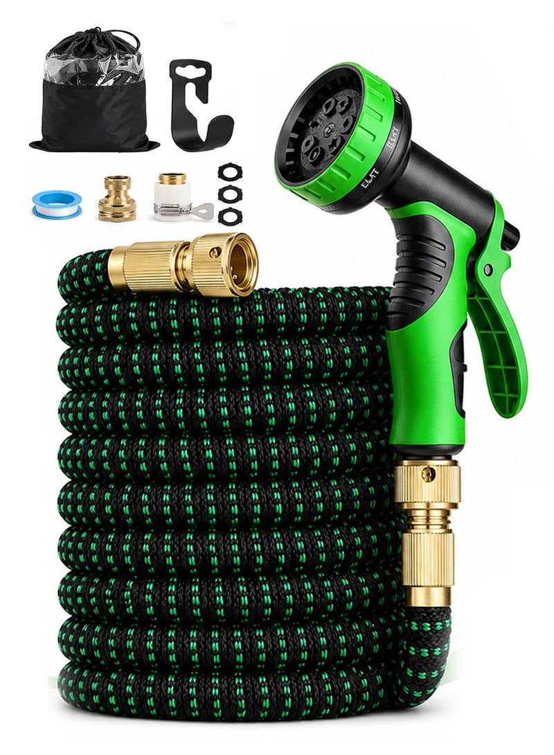 Favarey 75ft Expandable Garden Hose with 10-Function Nozzle, Solid Brass Connectors, and Storage Bag - No-Kink Flexible Water Hose for Garden, Car, and Pet Cleaning - Image 1