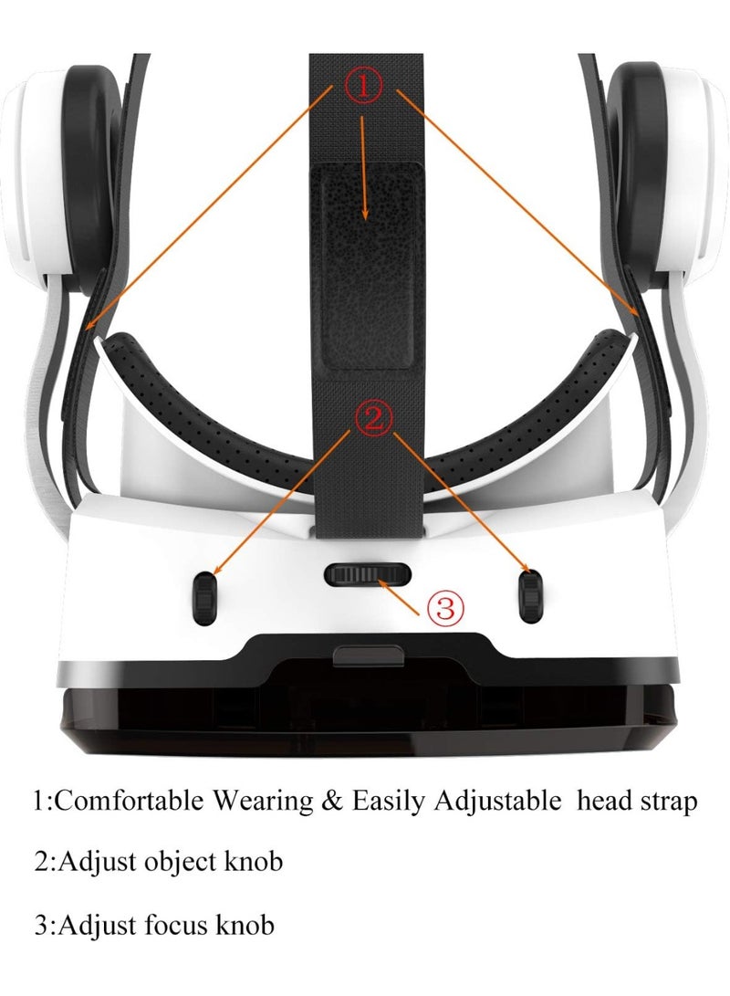 VR SHINECON VR SHINECON Headset with BT Headphones, Eye Protected HD Virtual Reality Headset, Glasses for iPhone and Android Phone Within 4.7-6.2Screen - Image 3