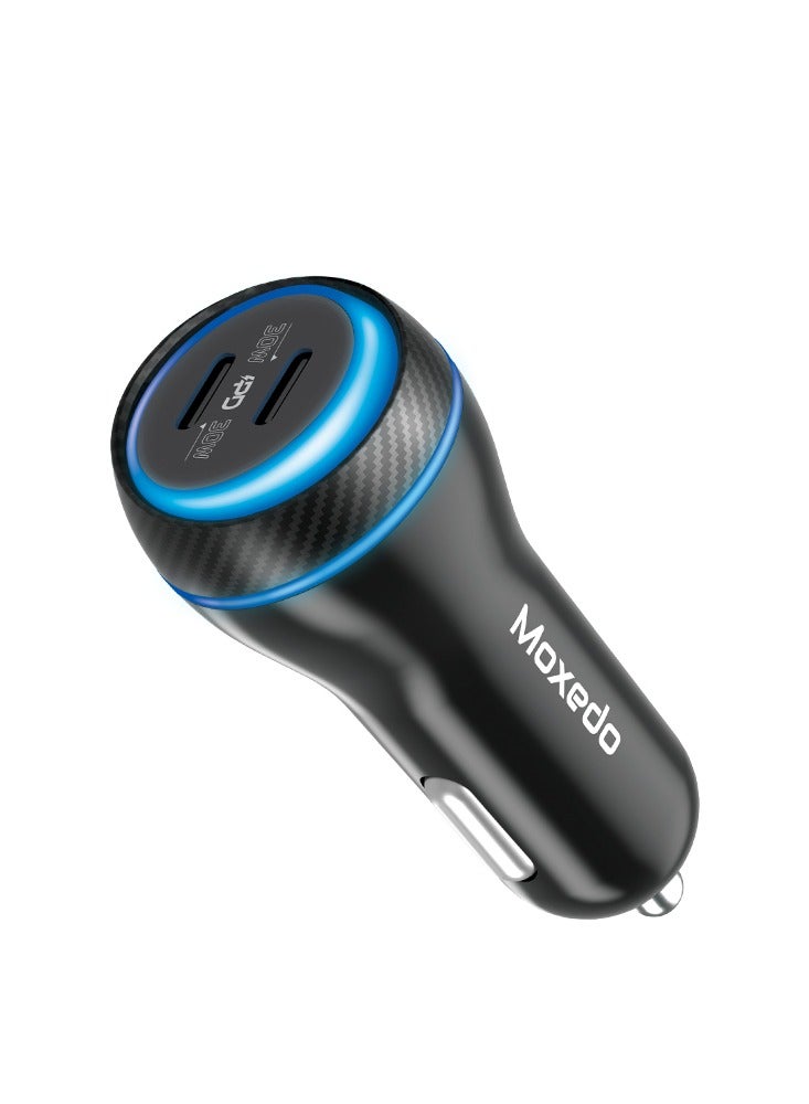 Moxedo Ultra Fast Car Charger 60W with Dual USB-C Port PD 3.0 - Black