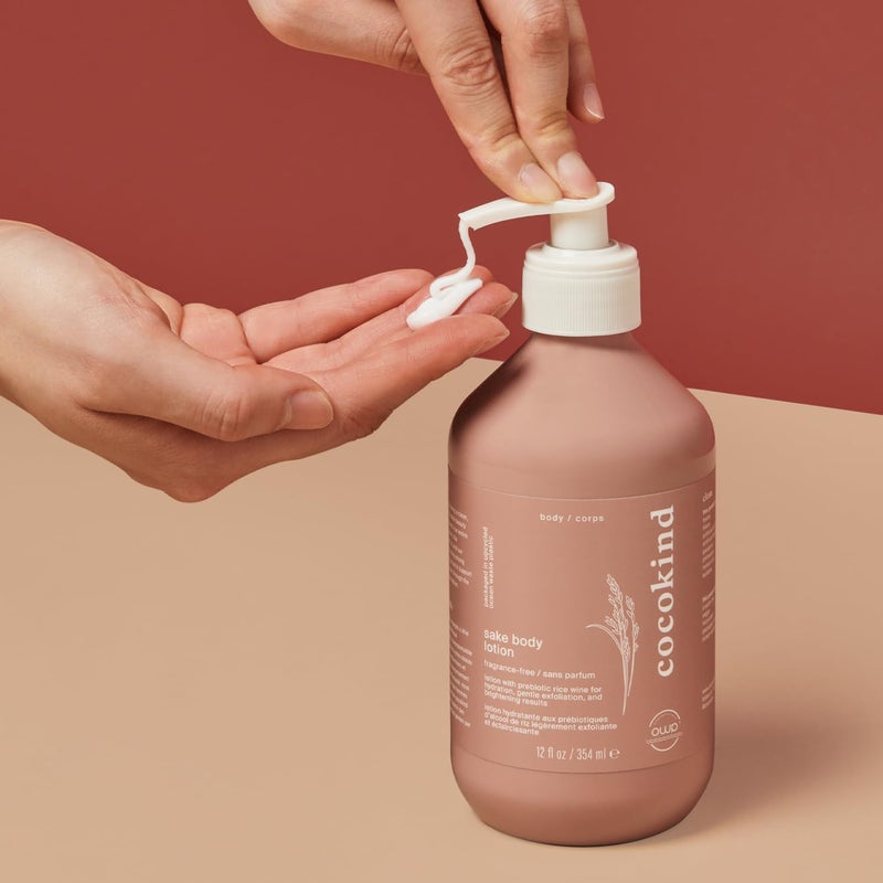 Cocokind Sake Body Lotion, Daily Lightweight Moisturizer Fragrance Free Body Lotion for Gentle Exfoliation, Support Skin Moisture Barrier, Smooth and Soft Skin, 12 Fl Oz - Image 2