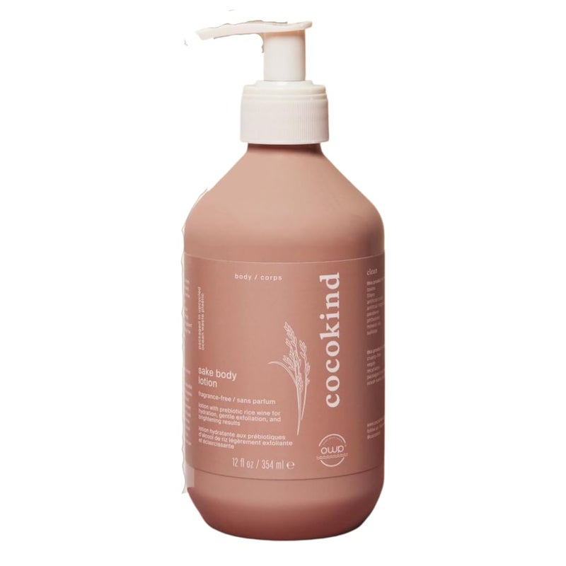 Cocokind Sake Body Lotion, Daily Lightweight Moisturizer Fragrance Free Body Lotion for Gentle Exfoliation, Support Skin Moisture Barrier, Smooth and Soft Skin, 12 Fl Oz - Image 1