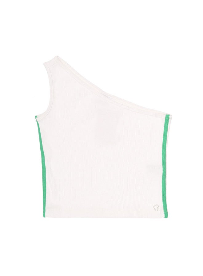Zara kids' Slim-fit Elastic Single-shoulder Color-block Ribbed Tank Top With Heart Decor - Image 2