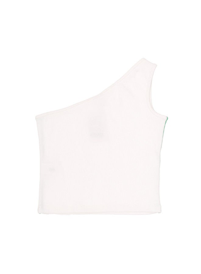 Zara kids' Slim-fit Elastic Single-shoulder Color-block Ribbed Tank Top With Heart Decor - Image 3