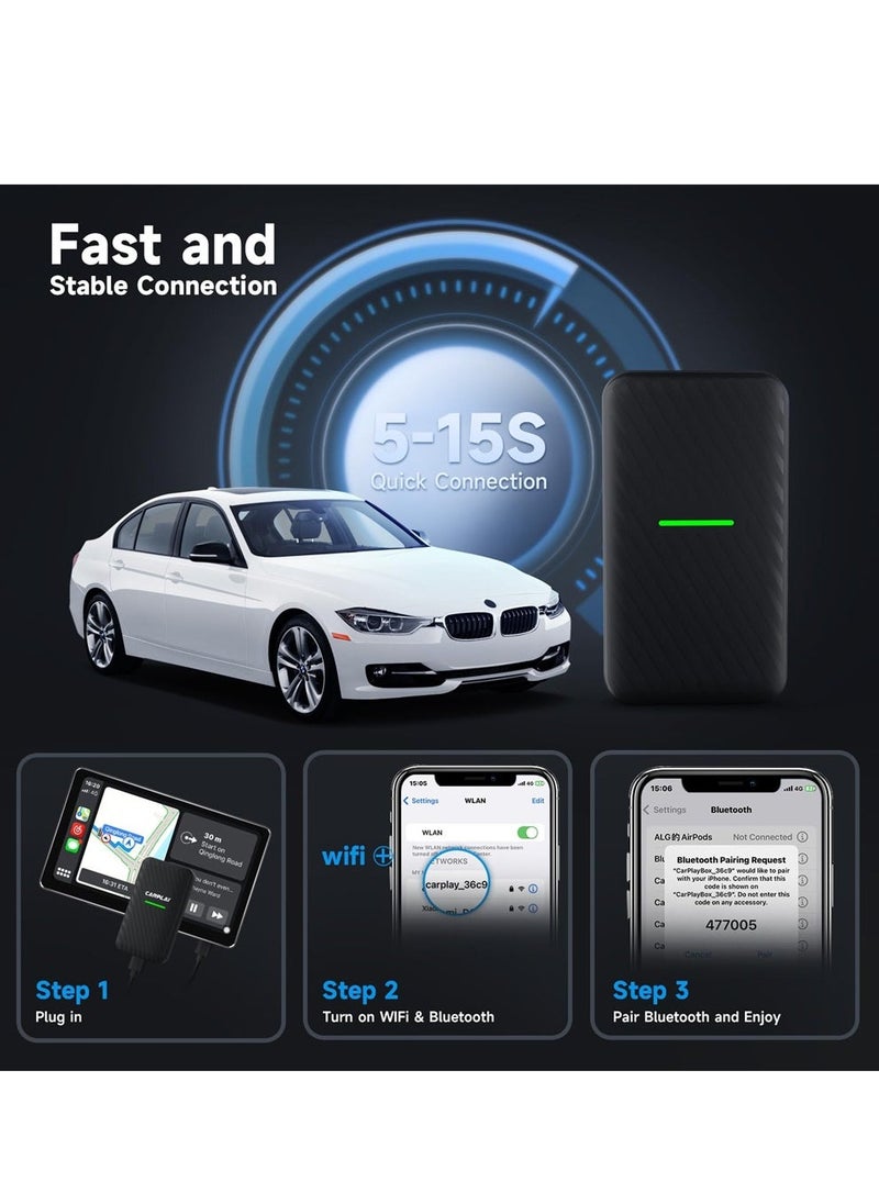 Generic - Wireless CarPlay Adapter for iPhone 2023, 5.8 GHz Wireless Carplay Dongle Converts Factory Cars Wired Carplay to Wireless, Carplay Bluetooth Adapter, Support Online Upgrade Support iOS 10+ - Image 1