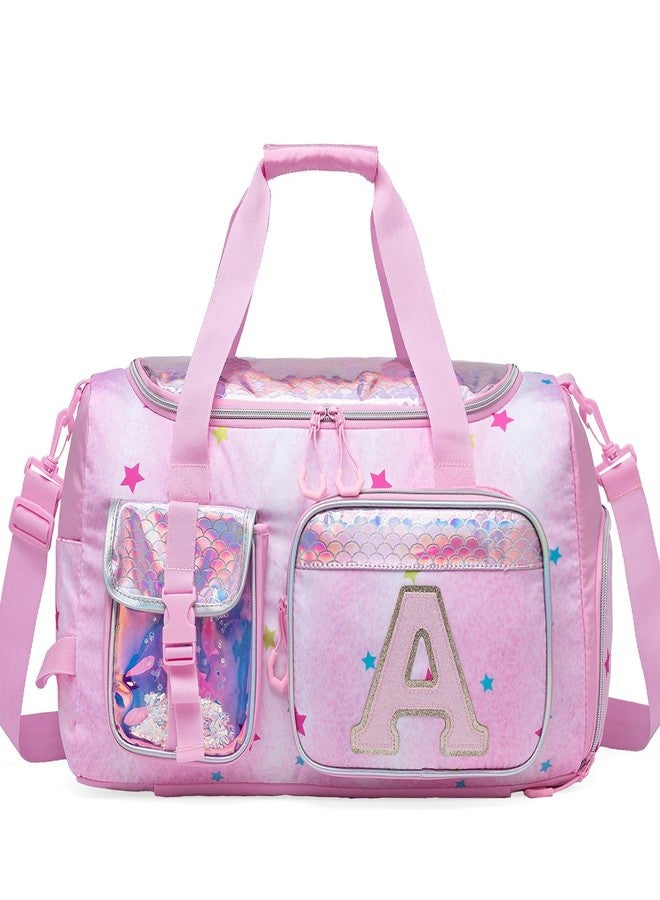 Oruiji Kids Duffle Bag Girls Travel Bag Gifts Overnight Bag Girls Women Tote Bag, Love-Pink A - Image 1