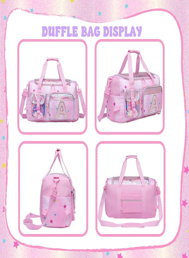 Oruiji Kids Duffle Bag Girls Travel Bag Gifts Overnight Bag Girls Women Tote Bag, Love-Pink A - Image 5