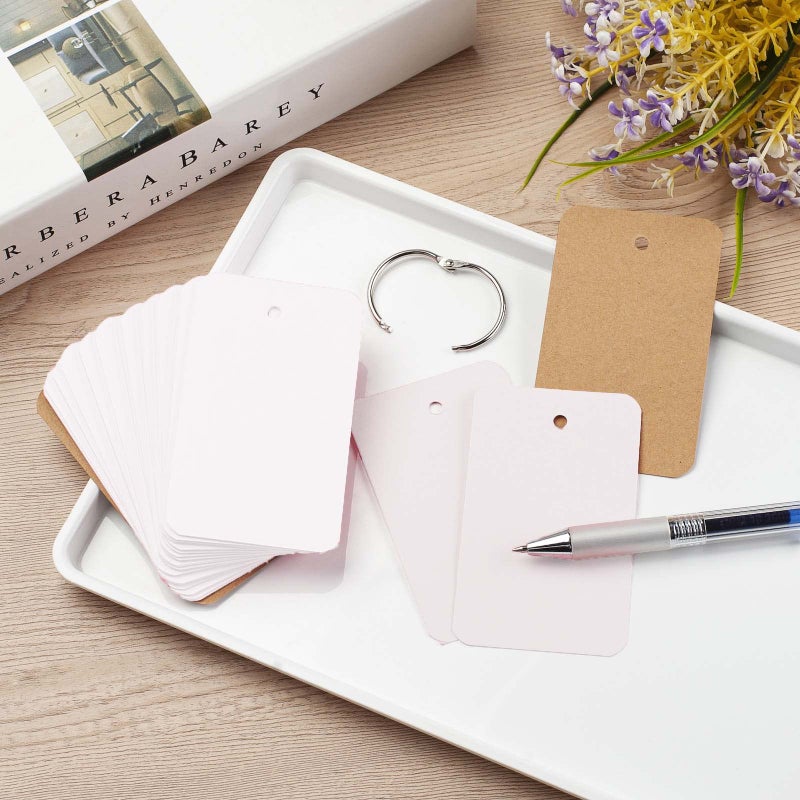Coowayze Blank Index Cards Flash Cards with Ring for Studying, White Thick Note Cards, 8 Pack 2.2"x3.5", 400 Count Heavyweight Mini Cardstock Paper for Game Playing, Business, Tarot Card, Cue Card - Image 4