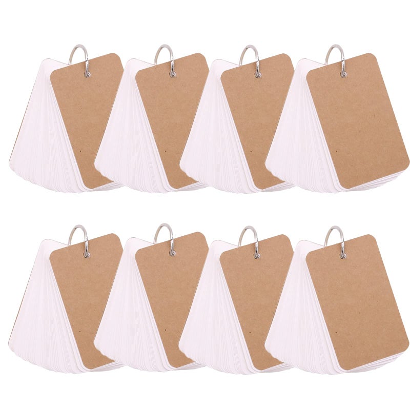 Coowayze Blank Index Cards Flash Cards with Ring for Studying, White Thick Note Cards, 8 Pack 2.2"x3.5", 400 Count Heavyweight Mini Cardstock Paper for Game Playing, Business, Tarot Card, Cue Card - Image 1