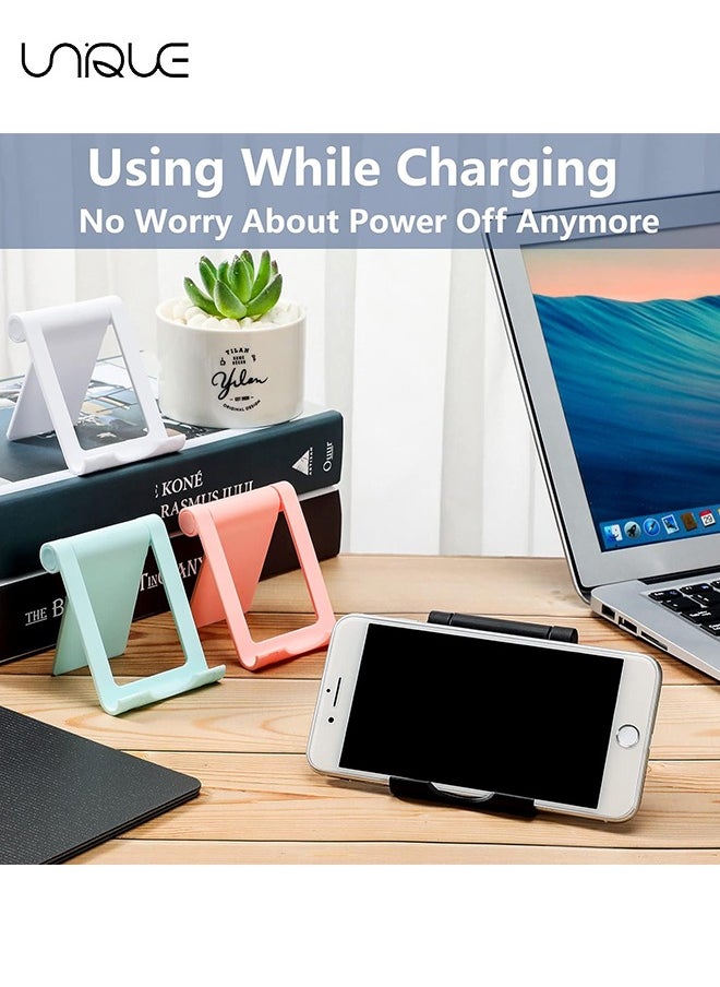 Unique 2 Pieces Cell Phone Stand Foldable Phone Holder Multi-Angle Universal Mobile Phone Stand Portable Smartphone Dock Compatible with Most Cell Phone and Tablet for Desk (Black, White)  - Image 4