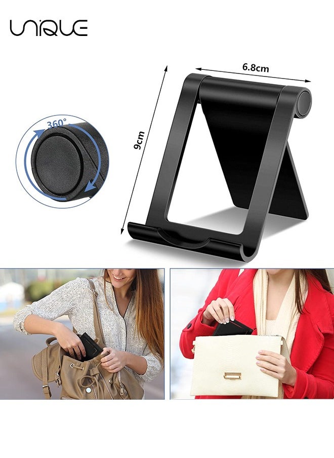 Unique 2 Pieces Cell Phone Stand Foldable Phone Holder Multi-Angle Universal Mobile Phone Stand Portable Smartphone Dock Compatible with Most Cell Phone and Tablet for Desk (Black, White)  - Image 2