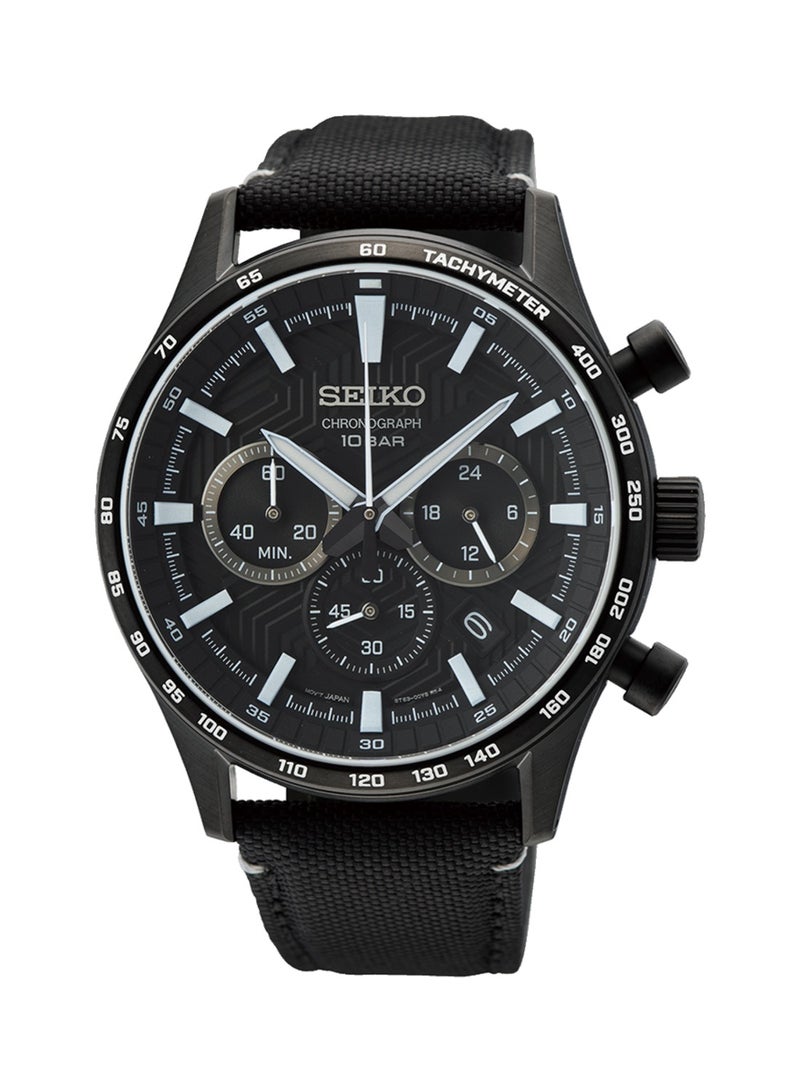 Seiko ساعة كرونوغراف كوارتز للرجال بمينا سوداء SSB417P1 - Image 1