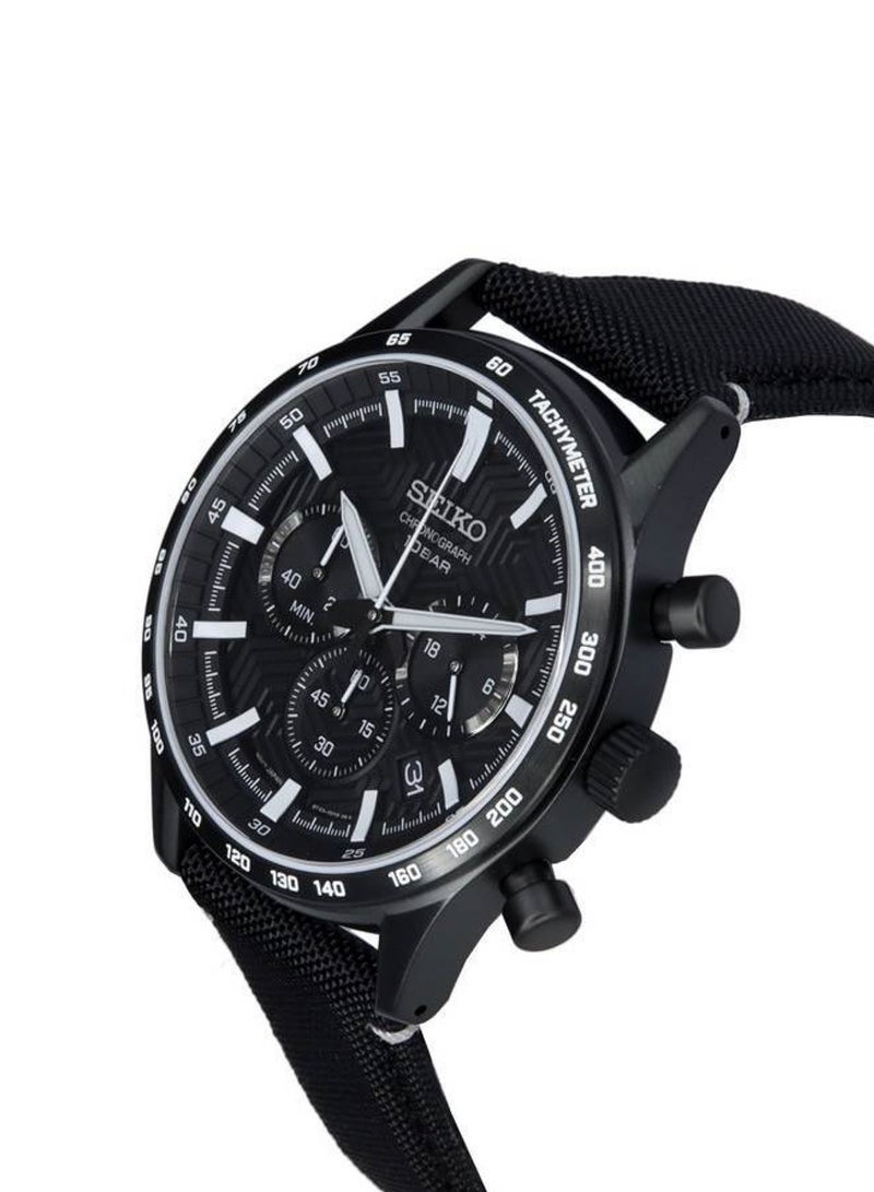 Seiko ساعة كرونوغراف كوارتز للرجال بمينا سوداء SSB417P1 - Image 2