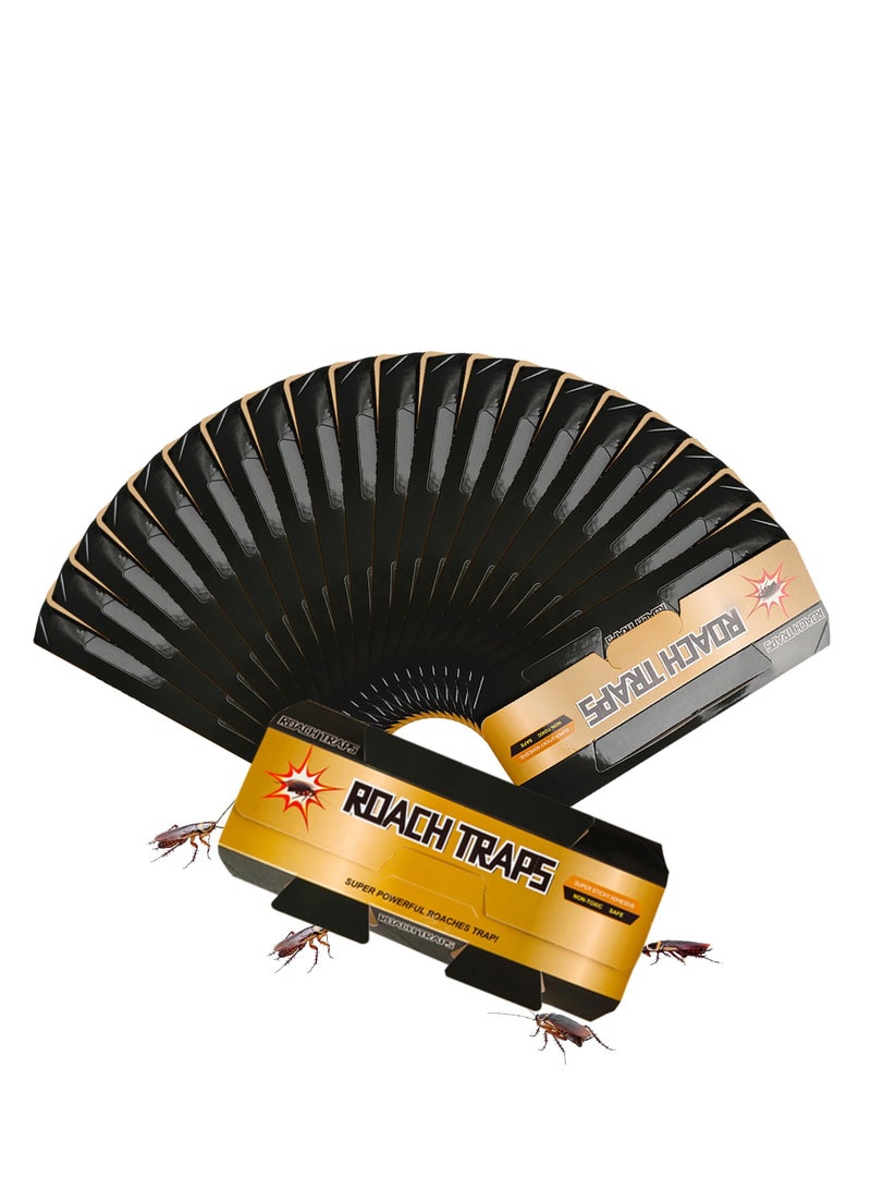 Roach Trap Sticky Glue Traps for Cockroaches and Bugs - Long-Lasting, Strong Adhesive, Non-Toxic, No Bait Needed, 20 Pack - Eliminate Pests Without Chasing Them with Your Shoe! - Image 1