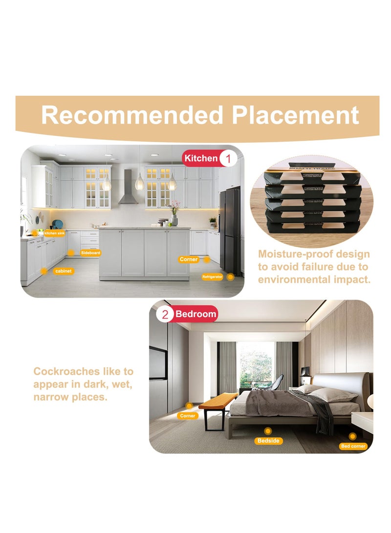Roach Trap Sticky Glue Traps for Cockroaches and Bugs - Long-Lasting, Strong Adhesive, Non-Toxic, No Bait Needed, 20 Pack - Eliminate Pests Without Chasing Them with Your Shoe! - Image 5