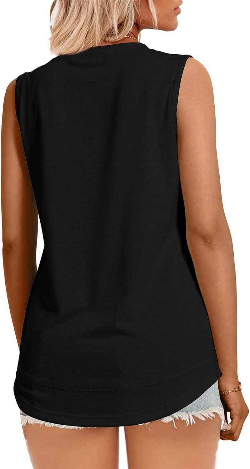 klarako Women Loose Tank Top Sleeveless V Neck Casual Vest Shirt Solid Color Basic Tee Tunic Tank Blouses Summer Clothes - Image 5
