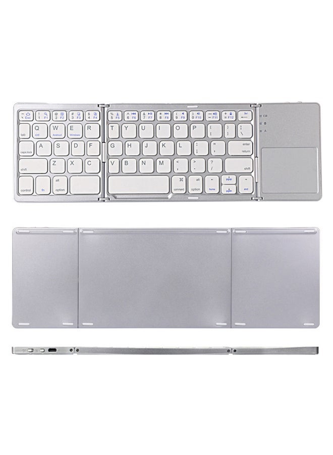 NIBEMINENT Mini 3 Bluetooth Ultra Slim Keyboard With Touchpad White/Silver - Image 2