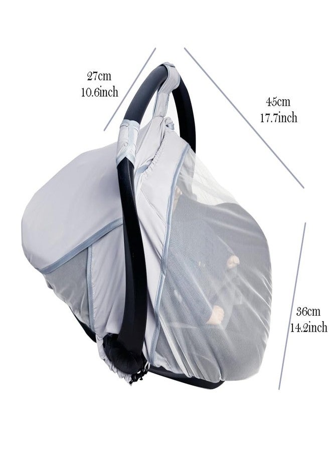 RHYDEER Baby car seat Cover with Mosquito net, 2 in 1 Infant carseat Sun Shade Cover and carseat Mosquito net, Grey - Image 4