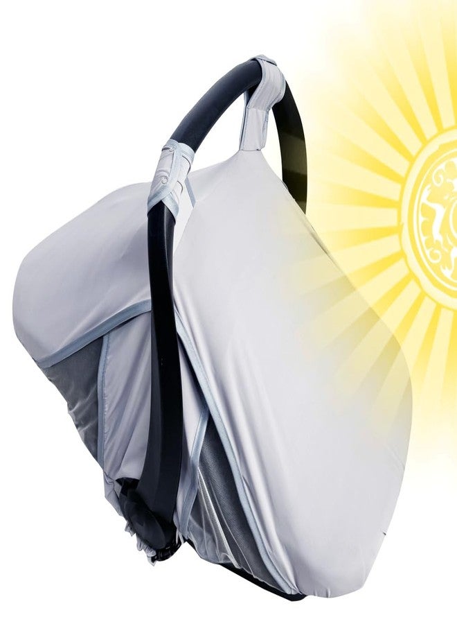 RHYDEER Baby car seat Cover with Mosquito net, 2 in 1 Infant carseat Sun Shade Cover and carseat Mosquito net, Grey - Image 1