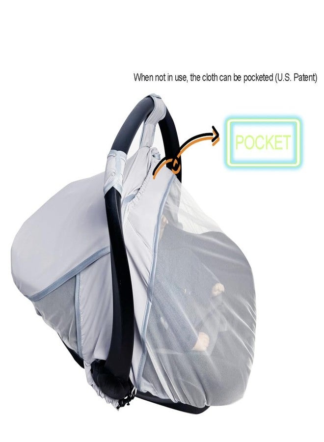 RHYDEER Baby car seat Cover with Mosquito net, 2 in 1 Infant carseat Sun Shade Cover and carseat Mosquito net, Grey - Image 3