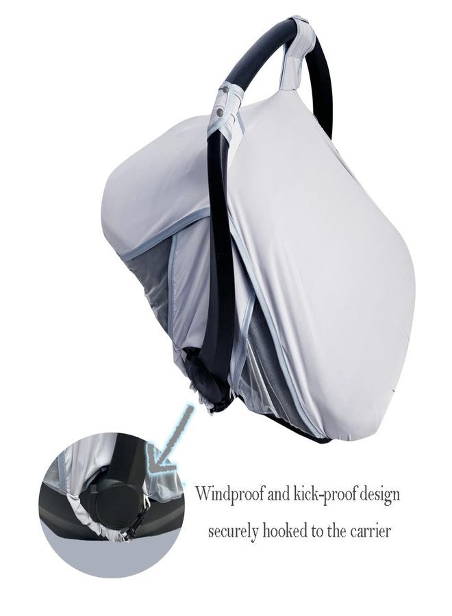 RHYDEER Baby car seat Cover with Mosquito net, 2 in 1 Infant carseat Sun Shade Cover and carseat Mosquito net, Grey - Image 5