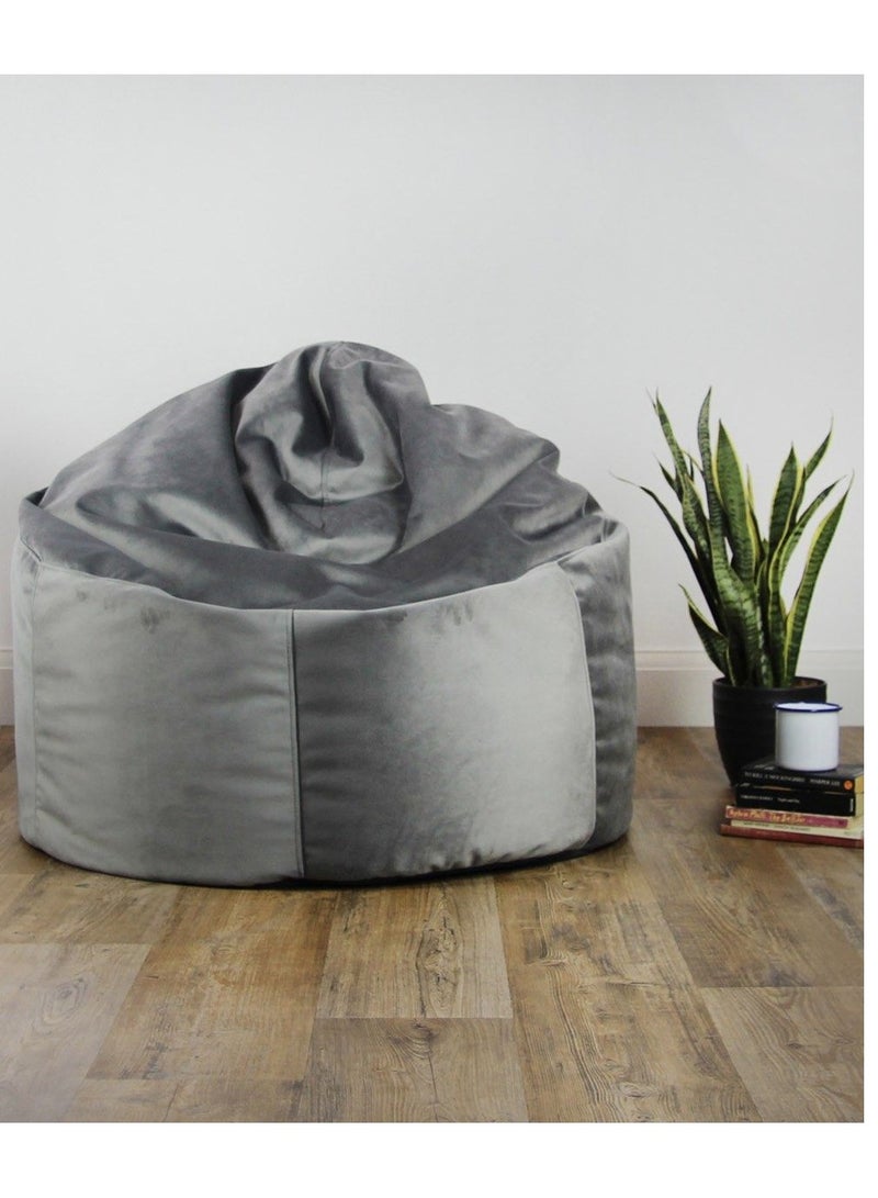 Comfy كيس حبوب كبير مريح للكبار من الجلد السويدي/المخمل باللون الرمادي - Image 2