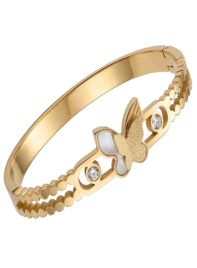 Dbell Trendy Butterfly Bracelet for Women & Girls | Stainless Steel Gold Finish Elegant Bracelet | Fashion & Stylish Accessory - Image 2