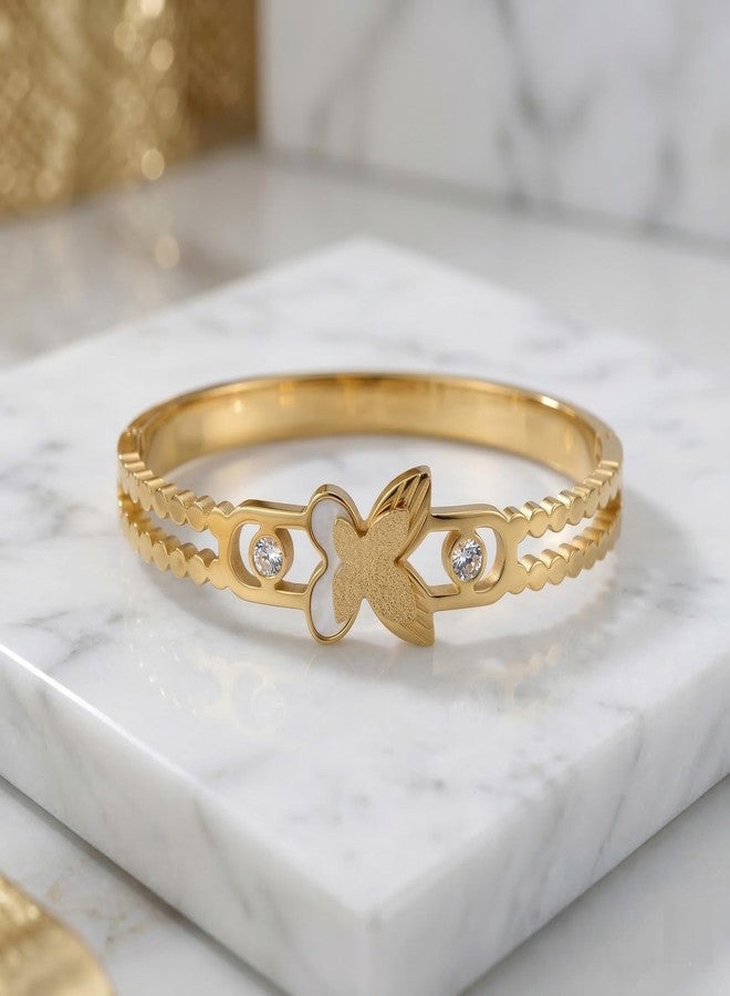 Dbell Trendy Butterfly Bracelet for Women & Girls | Stainless Steel Gold Finish Elegant Bracelet | Fashion & Stylish Accessory - Image 4