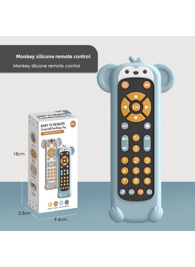Generic - E-commerce Infant And Toddler 0-1 Year Old Baby Remote Control TV Soft Glue Teether Music Early Education Soothing Toy-Color:[english] Monkey Silicone Case + Black Remote Control - Image 1