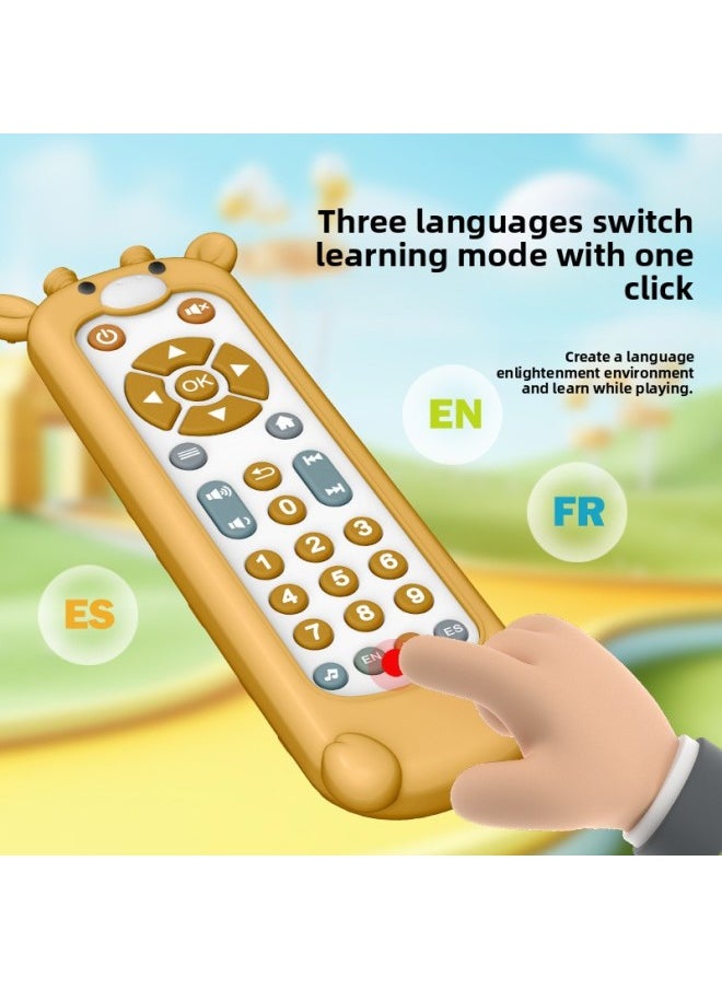 Generic - E-commerce Infant And Toddler 0-1 Year Old Baby Remote Control TV Soft Glue Teether Music Early Education Soothing Toy-Color:[english] Monkey Silicone Case + Black Remote Control - Image 1