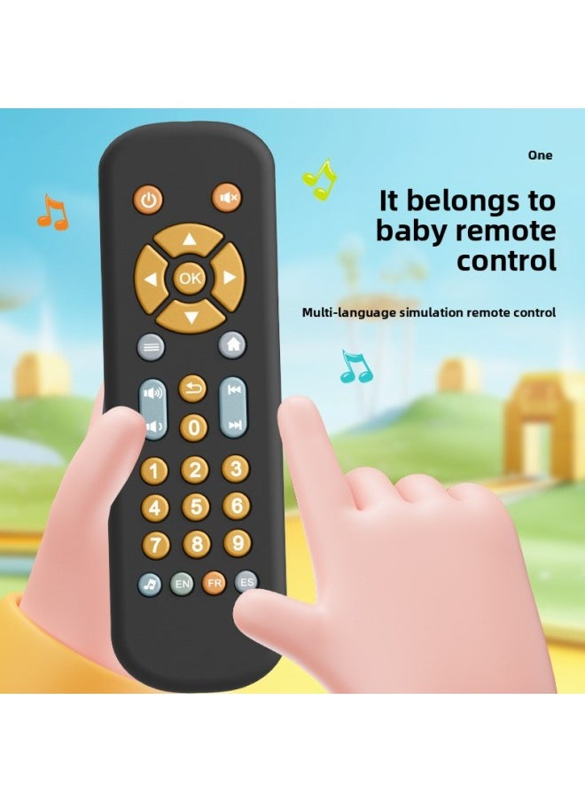 Generic - E-commerce Infant And Toddler 0-1 Year Old Baby Remote Control TV Soft Glue Teether Music Early Education Soothing Toy-Color:[english] Monkey Silicone Case + Black Remote Control - Image 1