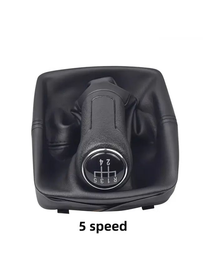 Leather Gear Shift Knob 5 Gears Gaitor Boot For VW Polo 9N 2002 2009 Interior - Image 4