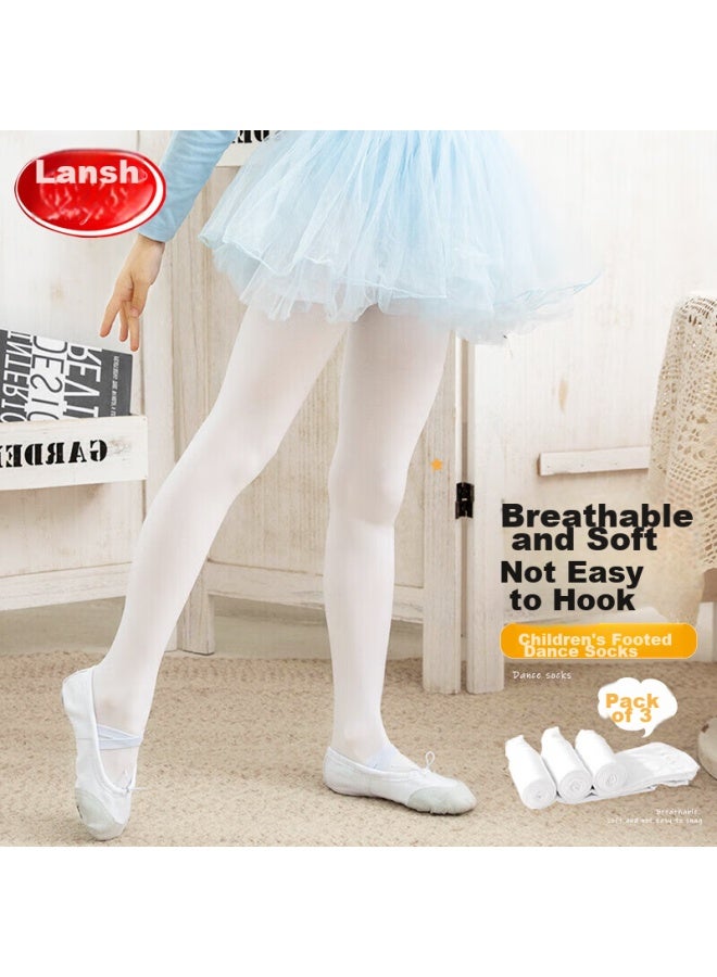 LANG SHA Langsha Children's Leggings, Girls' Dance Tights, Thin Four-season Pantyhose, White Socks For Girls And Toddlers, 3-pack - Image 1