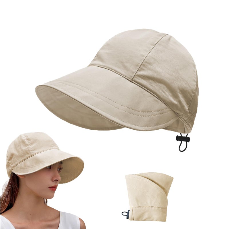 huablo] UPF 50+ Womens Sun Hat Wide Brim Sun Hat UV Protection Hiking Fishing Hats Beige - Image 1