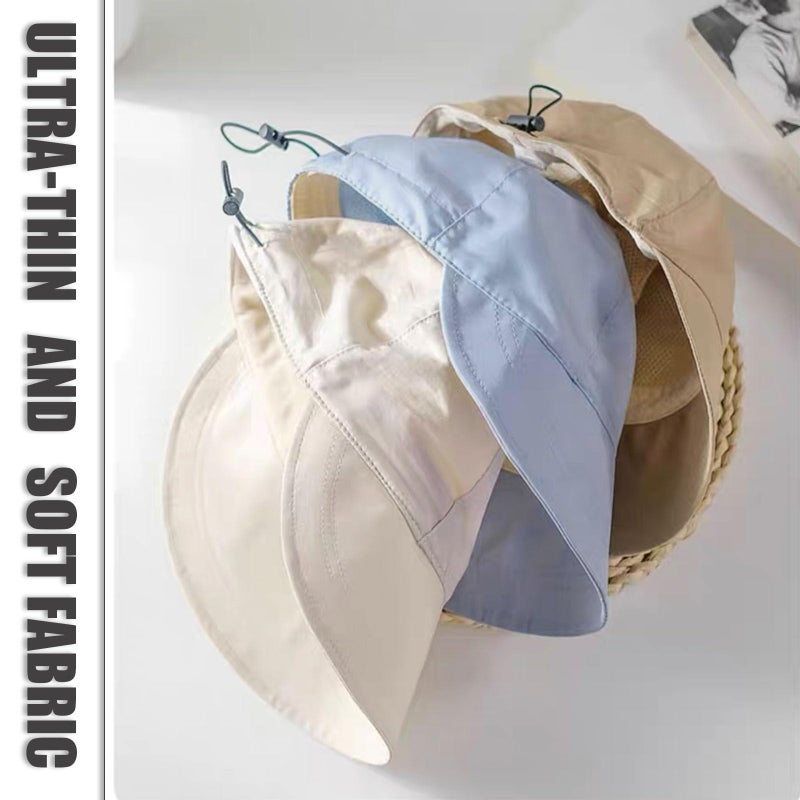 huablo] UPF 50+ Womens Sun Hat Wide Brim Sun Hat UV Protection Hiking Fishing Hats Beige - Image 4