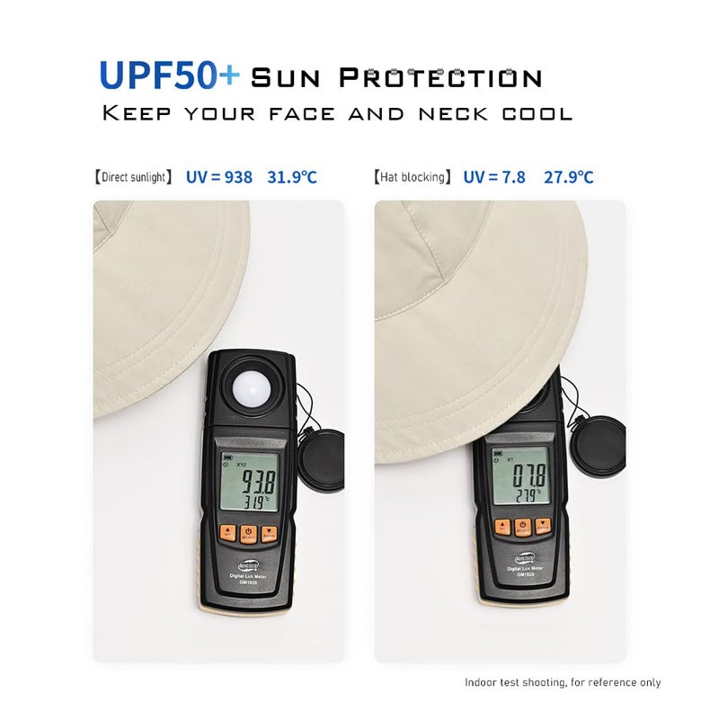 huablo] UPF 50+ Womens Sun Hat Wide Brim Sun Hat UV Protection Hiking Fishing Hats Beige - Image 5