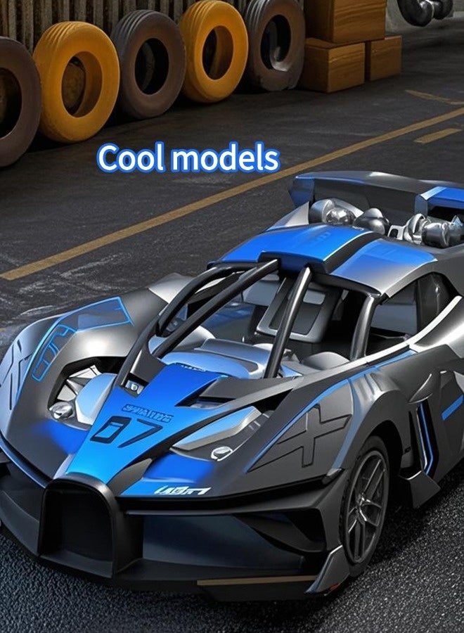 فيكسبلورن سيارة سباق سيارة سباق بالتحكم عن بعد RC، سيارة سباق ألعاب قابلة لإعادة الشحن، سيارة سباق قابلة للتحكم عن بعد RC، لعبة سيارة قابلة للتحصيل 1:20 سيارة ديكاست، مناسبة للأطفال هدية العيد للأولاد (أزرق) - Image 5