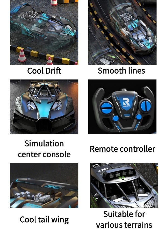 فيكسبلورن سيارة سباق سيارة سباق بالتحكم عن بعد RC، سيارة سباق ألعاب قابلة لإعادة الشحن، سيارة سباق قابلة للتحكم عن بعد RC، لعبة سيارة قابلة للتحصيل 1:20 سيارة ديكاست، مناسبة للأطفال هدية العيد للأولاد (أزرق) - Image 4