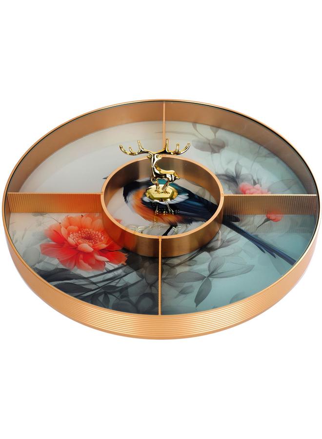 السيف  طبق تقديم من البورسلين 31X31X4 سم غطاء شفاف بخمسة جوانب باللون الذهبي - Image 4