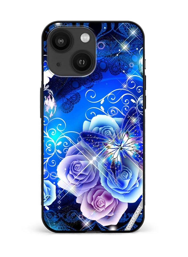 COVERSCART Protective Case Cover For Apple iPhone 13 Bluish Butterflies Design Multicolour