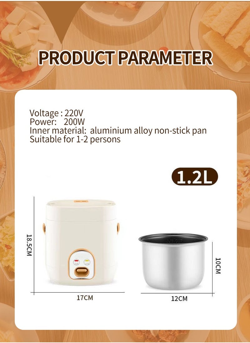 Beirui - 1.2 Liter Mini Multifunctional Rice Cooker, 200 Watt Small Portable Mechanical Home Cooker for 1-2 People - Image 1