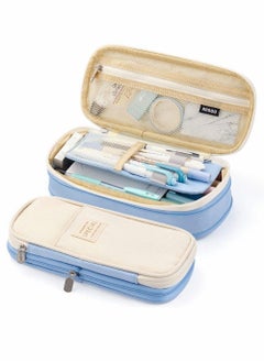 Big Capacity Pencil Pen Case, Office College School Large Storage High Capacity Bag Pouch Holder Box Organizer Light, (Blue)