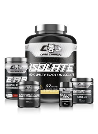 Core Champs ISO Bundle - Isolate 4.4Lbs/2Kg Smooth Vanilla + EAA 30Sv Fruit Punch + Creatine 300G + L-Citrulline 90Sv + Testro Gen 60Tab - pzsku/ZAD38F23C3B8CDD460FCBZ/45/_/1691416959/bde0e0b3-91b5-4962-b928-8e52828a96f4