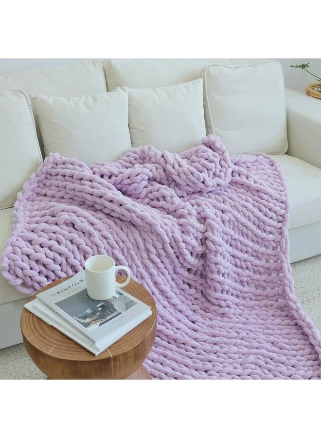 Maetoow Chenille Chunky Knit Blanket Throw （40×50 Inch）, Handmade Warm & Cozy Blanket Couch, Bed, Home Decor, Soft Breathable Fleece Banket, Christmas Thick and Giant Yarn Throws, Purple - Image 1