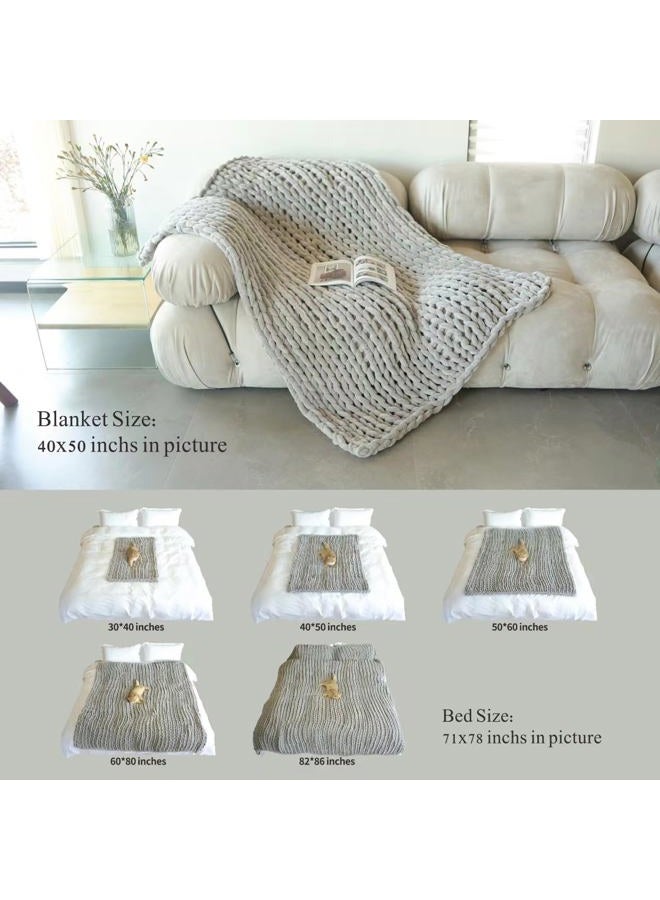 Maetoow Chenille Chunky Knit Blanket Throw （40×50 Inch）, Handmade Warm & Cozy Blanket Couch, Bed, Home Decor, Soft Breathable Fleece Banket, Christmas Thick and Giant Yarn Throws, Purple - Image 5