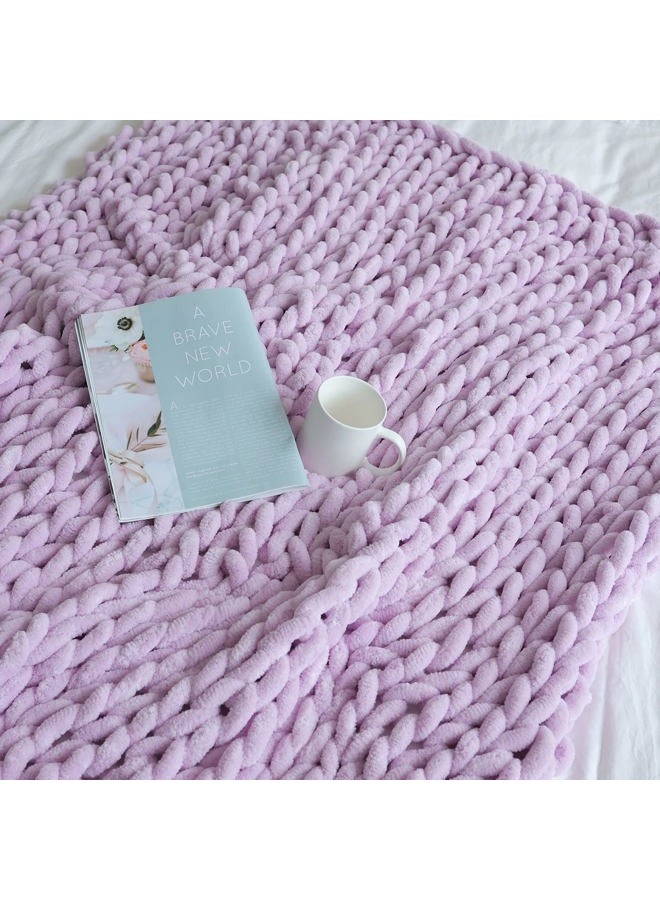 Maetoow Chenille Chunky Knit Blanket Throw （40×50 Inch）, Handmade Warm & Cozy Blanket Couch, Bed, Home Decor, Soft Breathable Fleece Banket, Christmas Thick and Giant Yarn Throws, Purple - Image 4