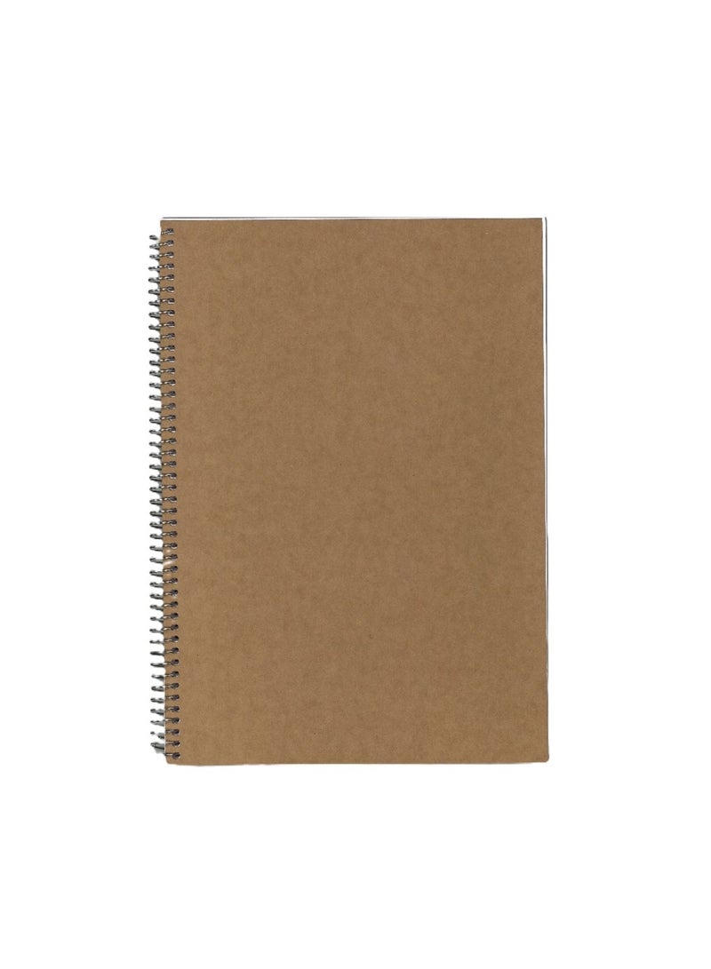PARTNER 1-Piece A5 Size Spiral Binded Ruled Notebook 100 Sheets Kraft Brown Cover Cream Sheets - Image 3