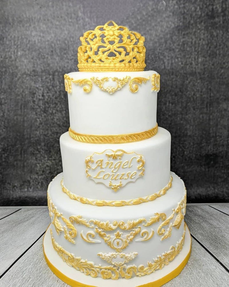 قوالب كعكة فندان على شكل تاج ، قالب من السيليكون على شكل تاج مصنوع من السكر على الطراز الباروكي لتزيين الكب كيك بنفسك لتزيين كعكة الشوكولاتة والمعجنات والصلصال - Image 4