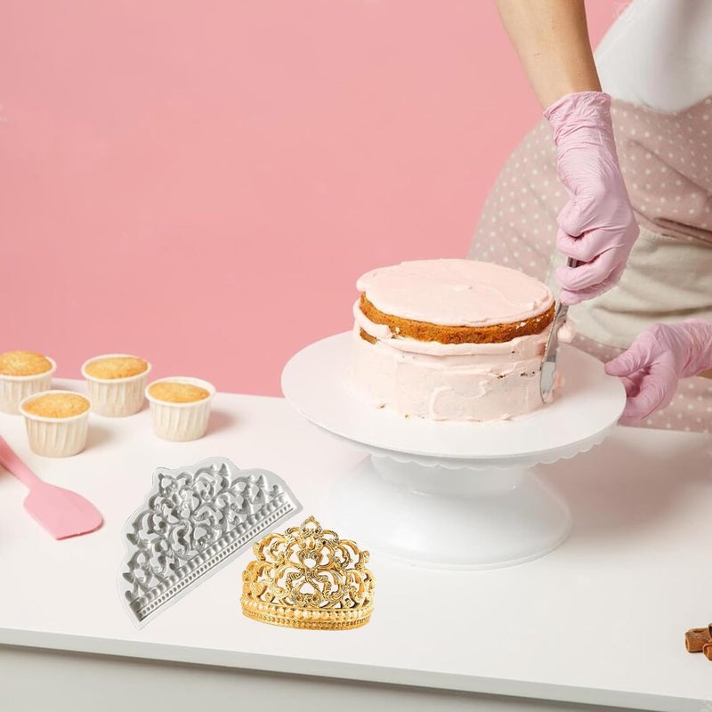 قوالب كعكة فندان على شكل تاج ، قالب من السيليكون على شكل تاج مصنوع من السكر على الطراز الباروكي لتزيين الكب كيك بنفسك لتزيين كعكة الشوكولاتة والمعجنات والصلصال - Image 3